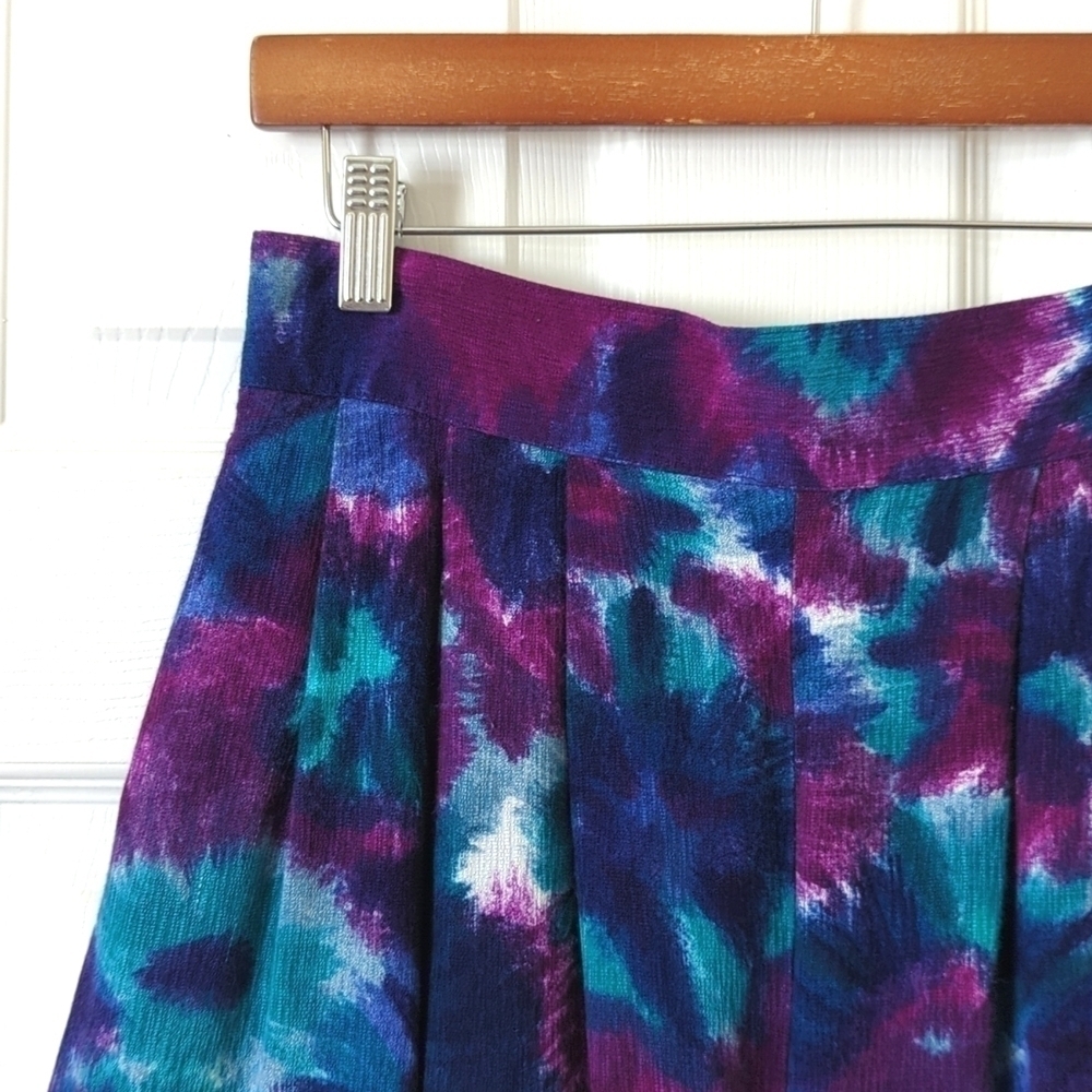 Michael Taylor 80's Vintage Tie Dyed High Waist Pleated Wide Leg Soft Shorts S - Picture 2 of 8